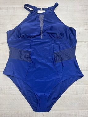 Rivelino plus size Women's High Neck Mesh Ruched Tummy Control Swimsuit Size 4xl